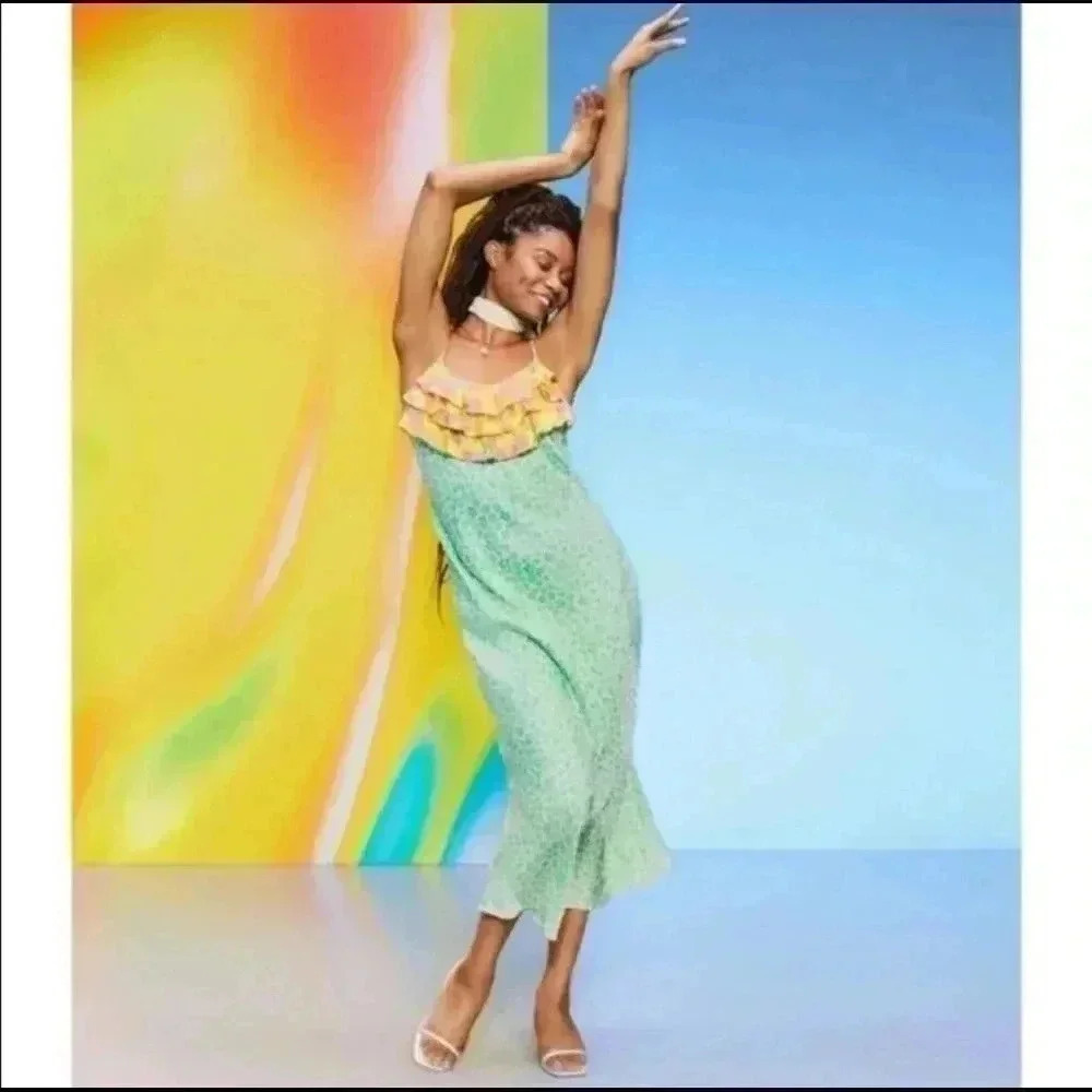 Rixo xTarget Midi Slip Dress Animal Print Colorful